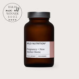 Wild Nutrition Pregnancy + New Mother Biotic, a probiotic blend for mothers, 30 billion CFU for support throughout pregnancy.