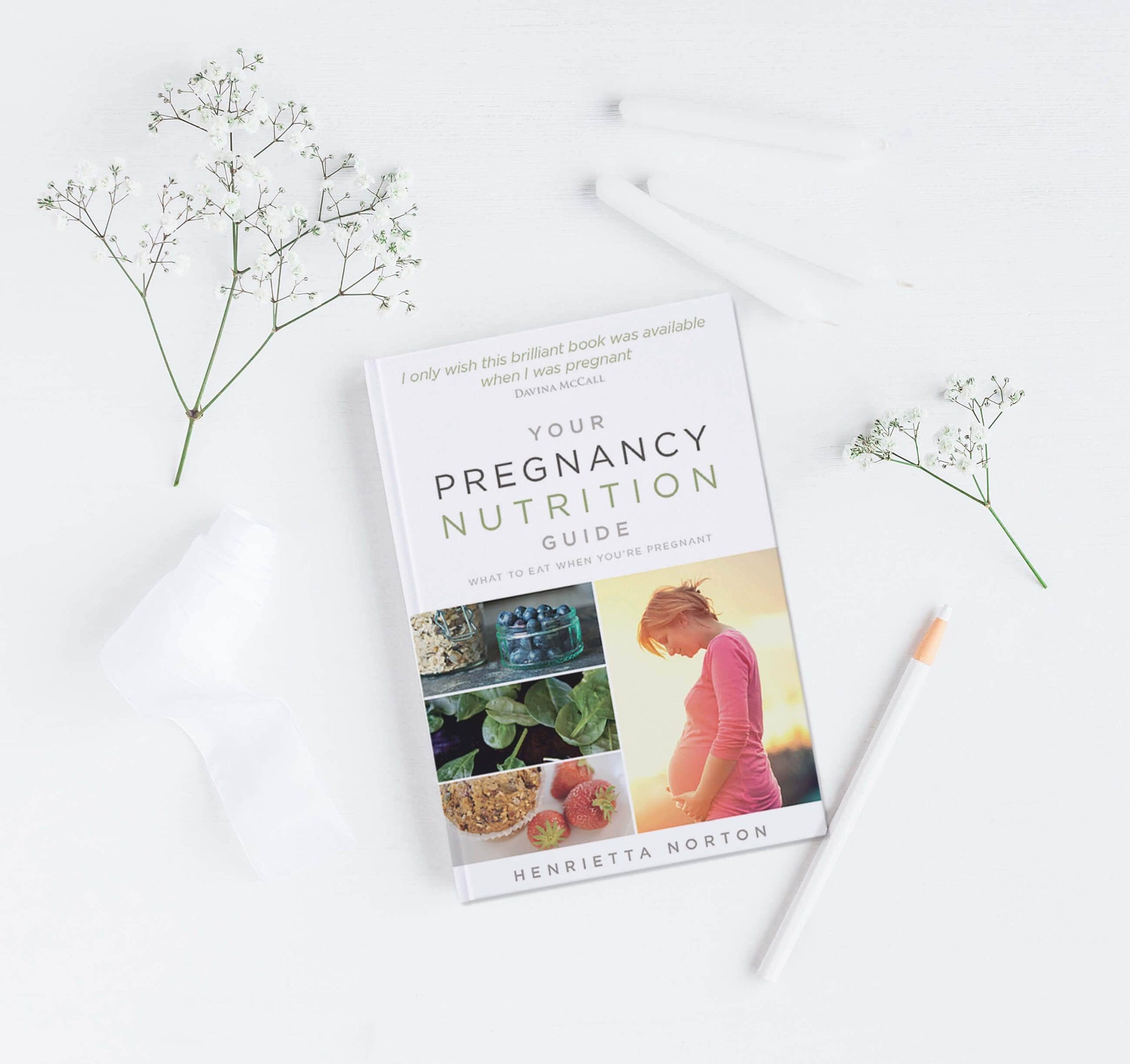 Your Pregnancy Nutrition Guide Flat Lay