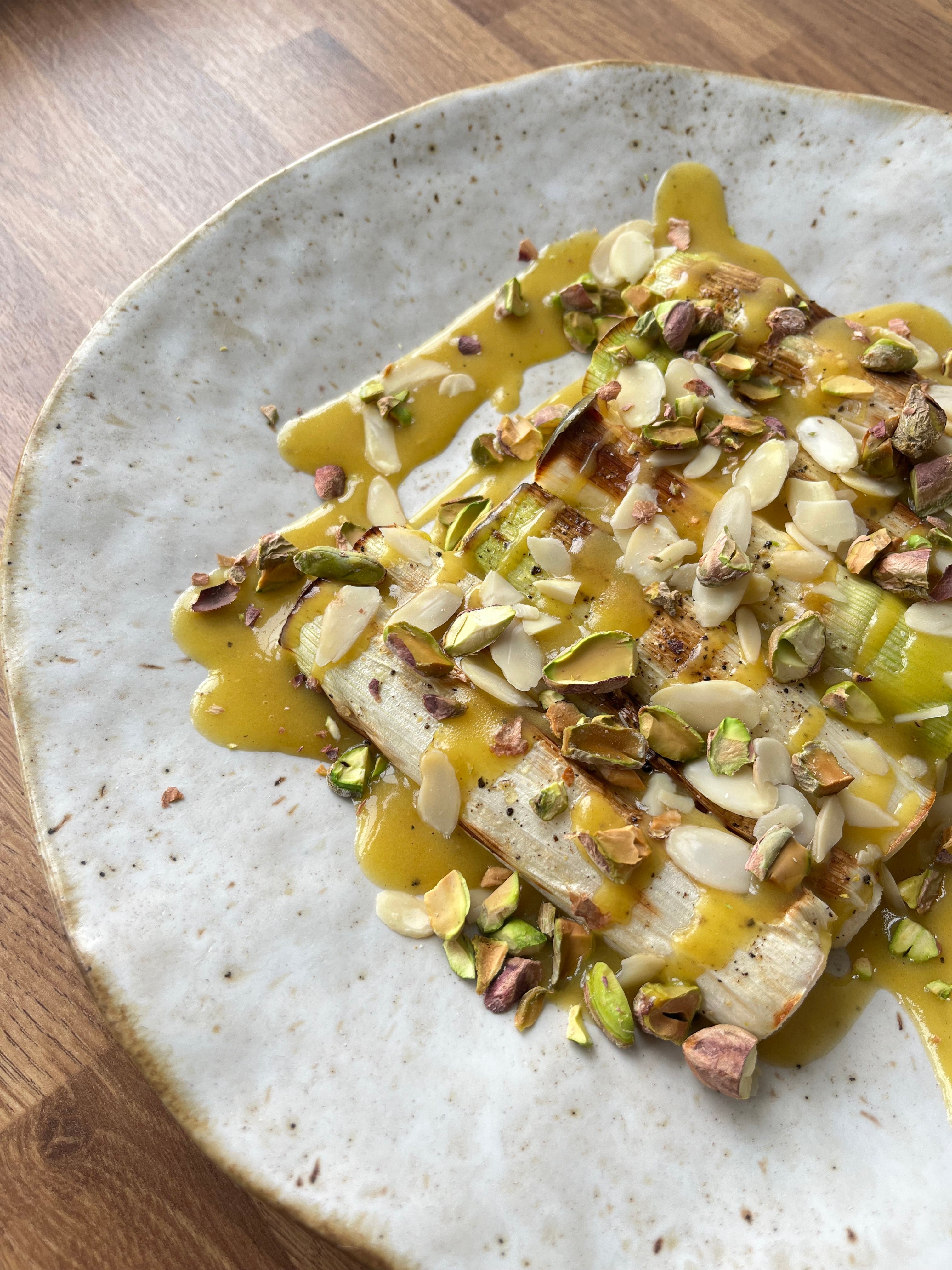 Roasted Leeks with Sherry-Mustard Vinaigrette