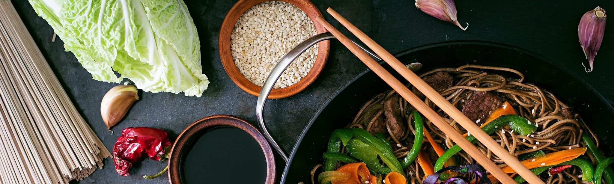 Asian Sticky Pork with Steamed Greens and Buckwheat Soba Noodles