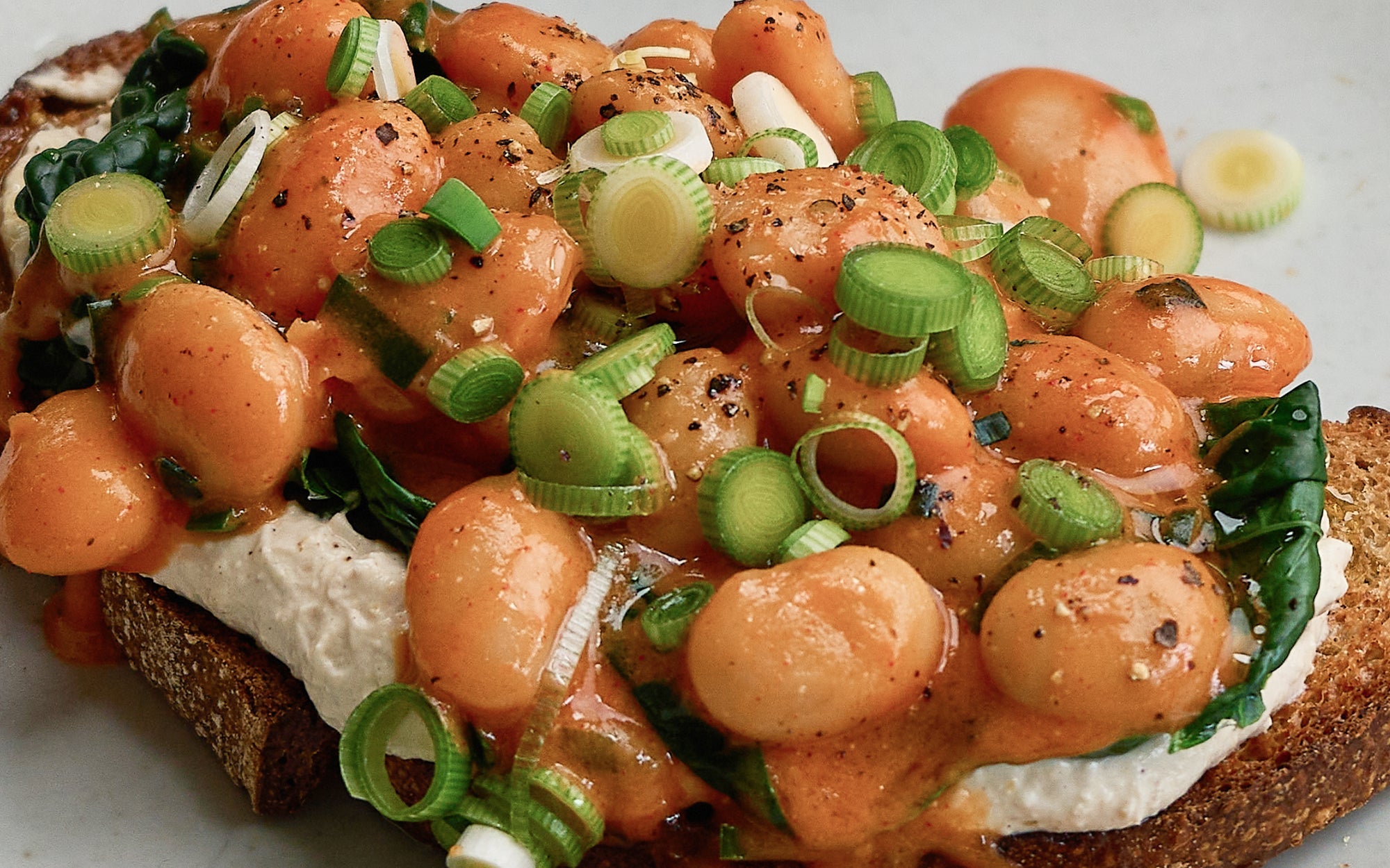 Spicy butter beans on toast