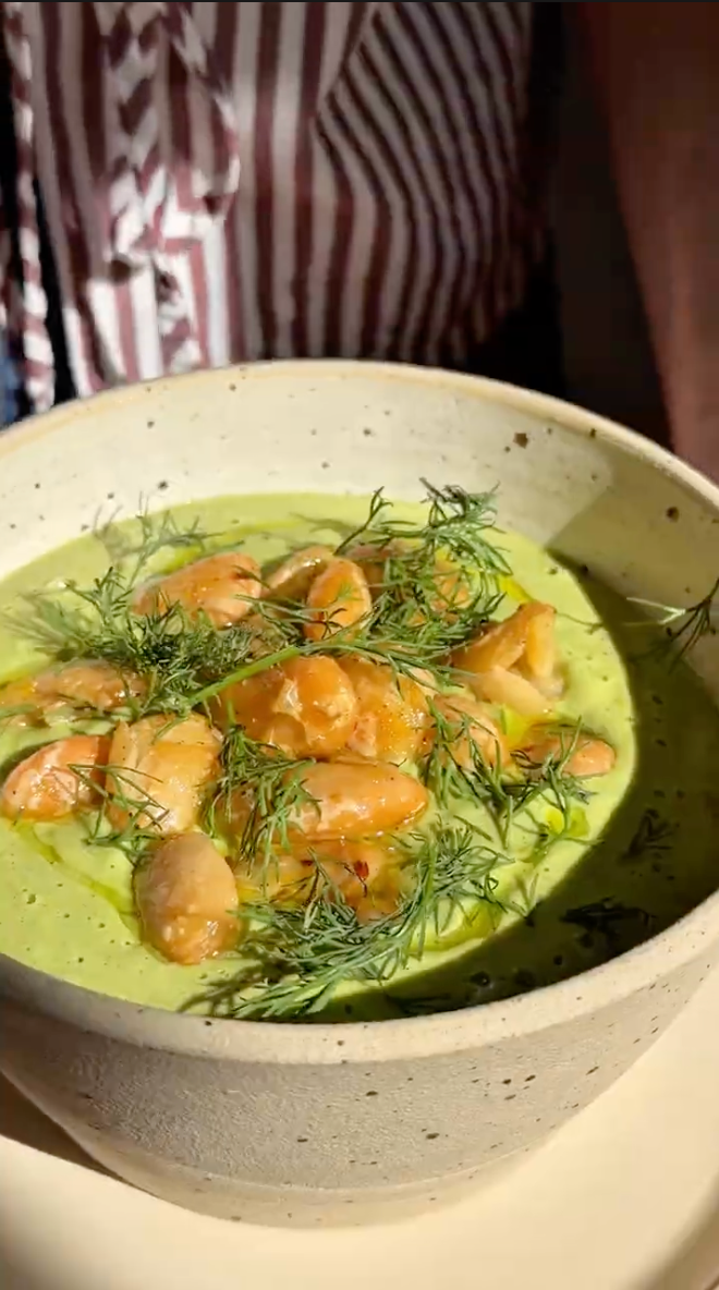 Roasted Courgette & Feta Soup with Butterbean Croutons