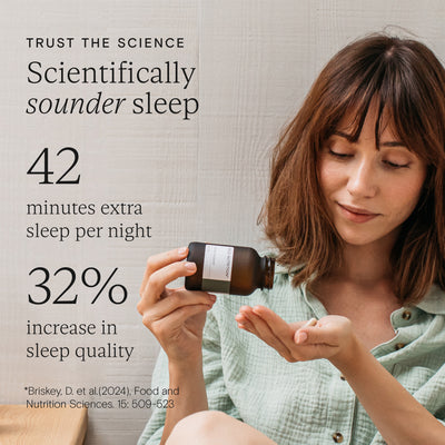 Woman holding Magnesium Supplements  - more sleep and better sleep quality