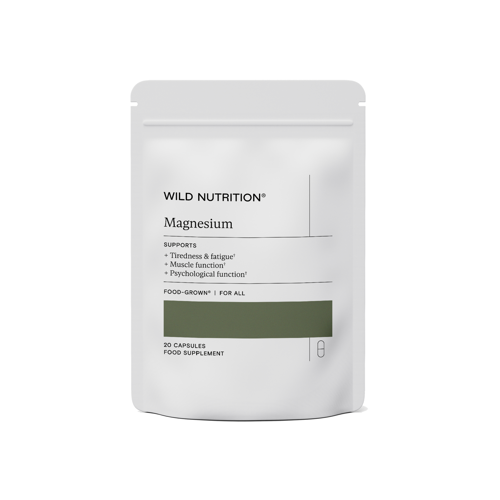 Wild Nutrition Magnesium 10-day sample pack, supports muscle function, energy release, and psychological well-being.