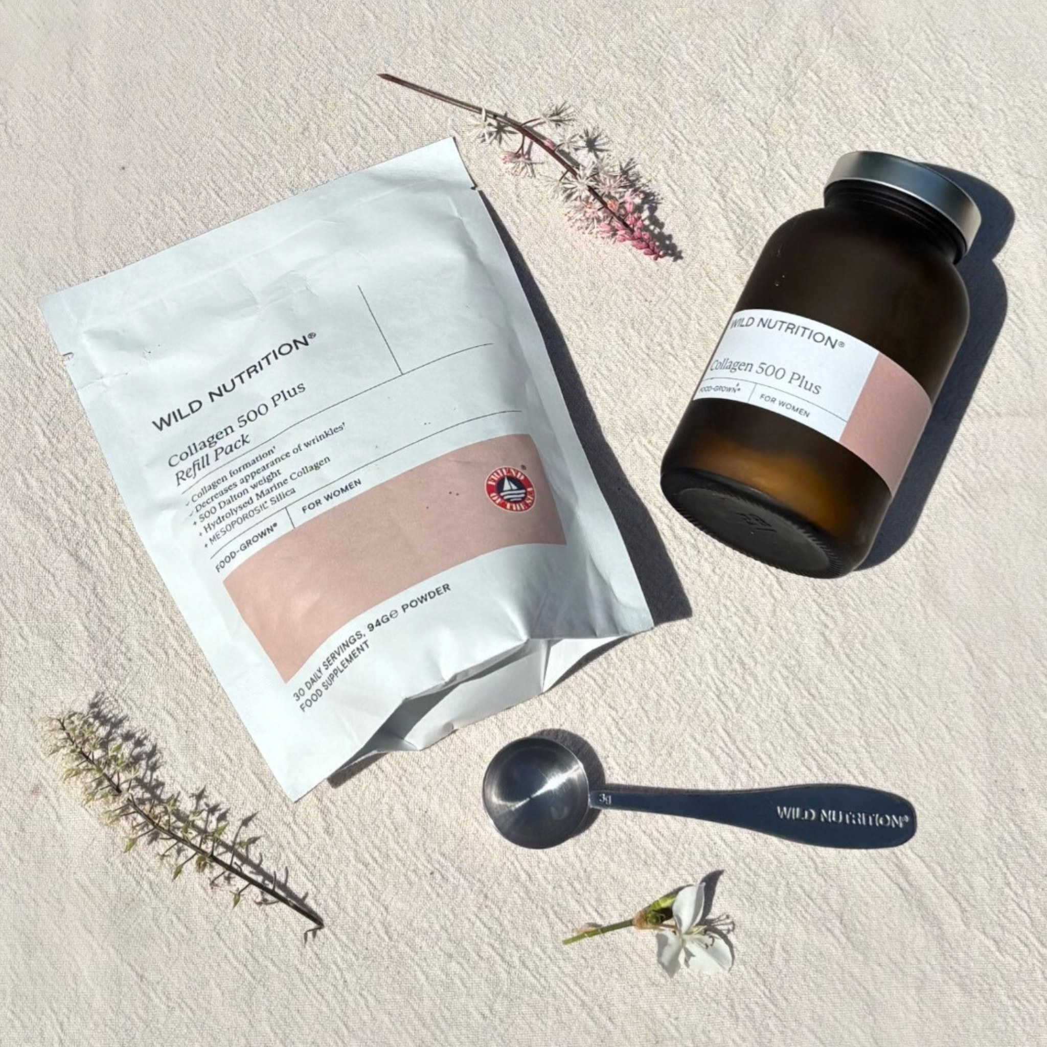 Wild Nutrition Wellbeing Scoop eco-friendly packaging designed for daily wellness routines