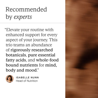 Text overlay on a blurred background with a quote from Isabelle Nunn, Head of Nutrition.