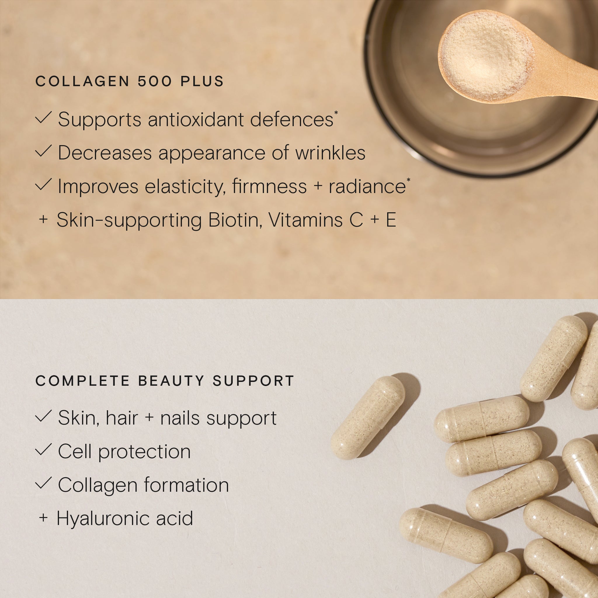 Future Skin Duo supplements showcasing Collagen 500 Plus and Complete Beauty Support for healthy skin, hair, and nails.