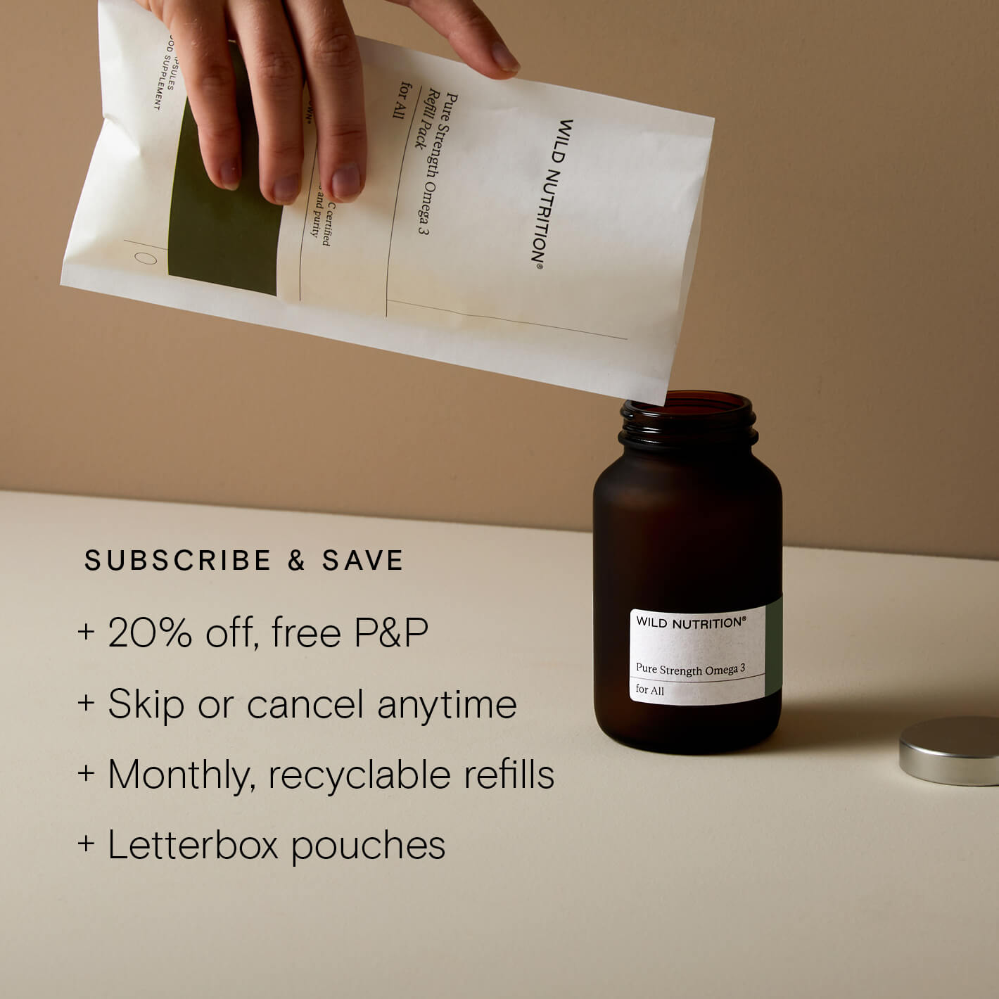 Wild Nutrition's skin health duo offers nutrient-rich benefits with sustainable packaging for subscription and savings.