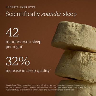 Photo of Wild Nutrition's ingredient, Magnesium, with supporting text on its benefits to sleep