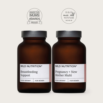 Breastfeeding Supplement Duo - Breastfeeding support Jar and Pregnancy + New Mother Multi Jar with awards 