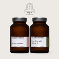 Women’s Fertility Duo featuring Food-Grown® Fertility Support and Pure Strength Omega 3 for preconception health.