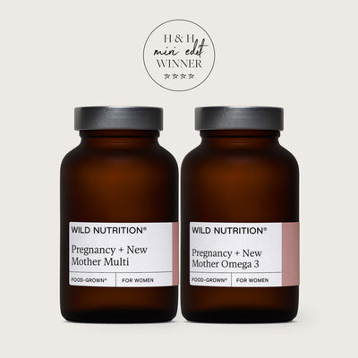 Pregnancy + new mother duo Jars on cream background