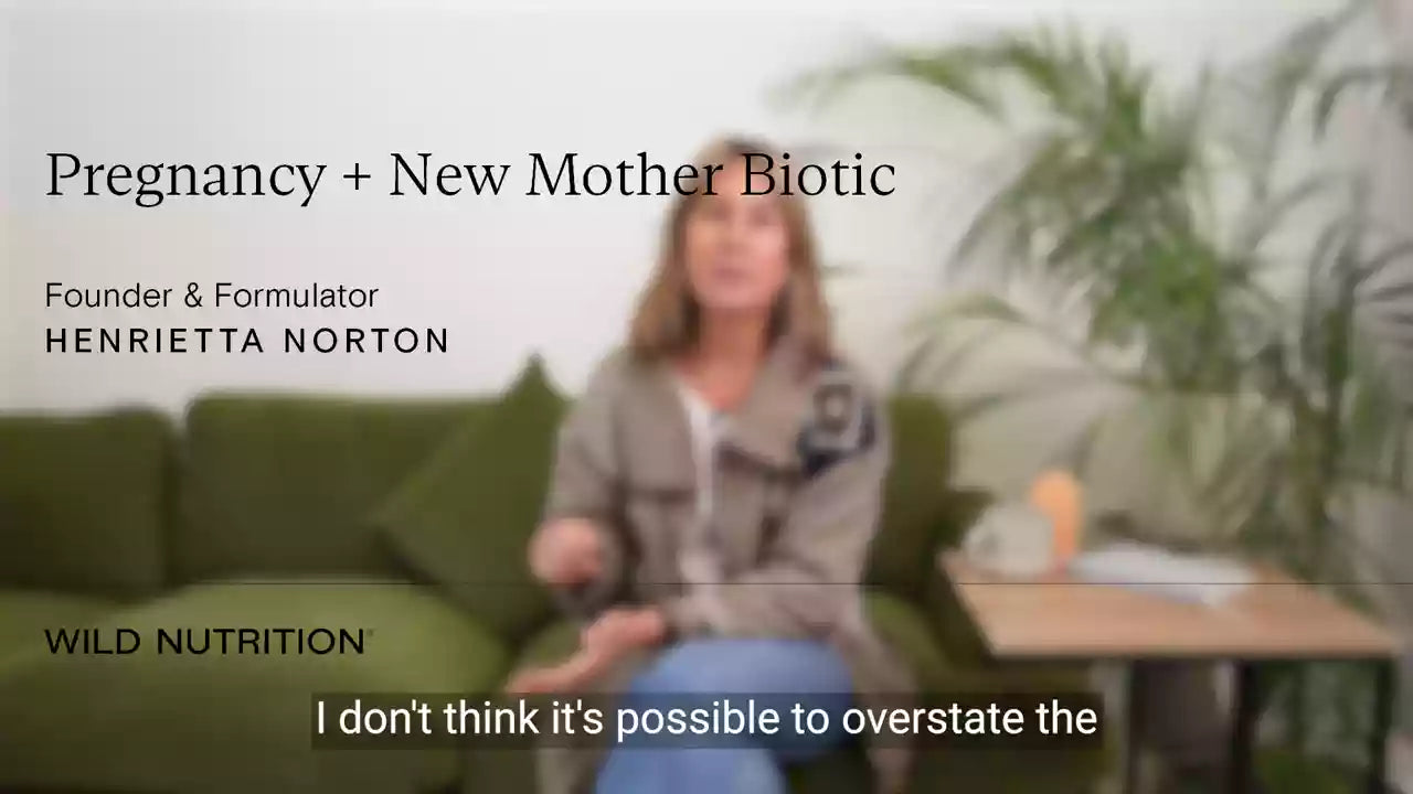 Henrietta Norton discussing Pregnancy + New Mother Biotic, a probiotic for mothers and babies during pregnancy.